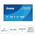 LH7575UHS-B2AG - Monitor 75" 4K iiyama ProLite – Android 11 e Digital Signage 24/7