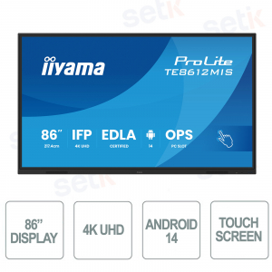 iiyama TE8612MIS 86" 4K Interactive Display – Android, USB-C & Touch AI