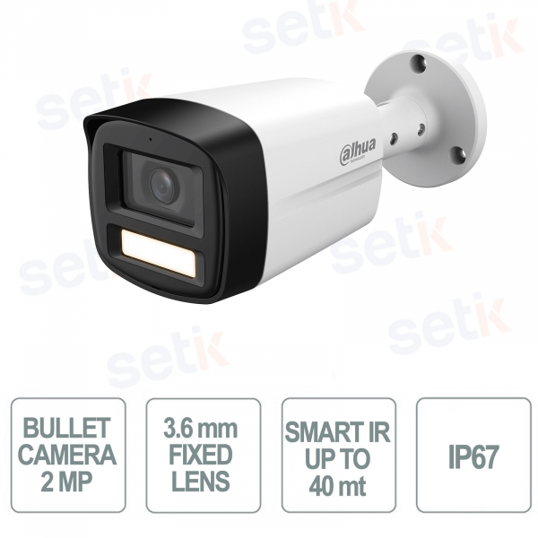 Caméra Bullet Dahua 2MP avec double éclairage intelligent et audio intégré