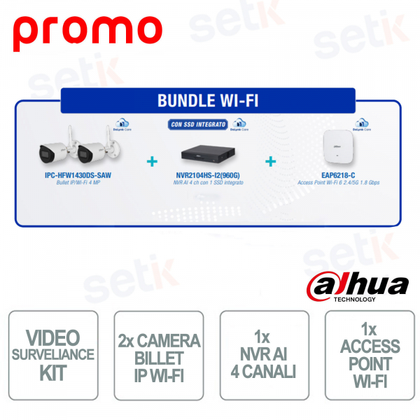 Bundle Wi-Fi Dahua – Videosorveglianza Wireless con NVR SSD e Access Point