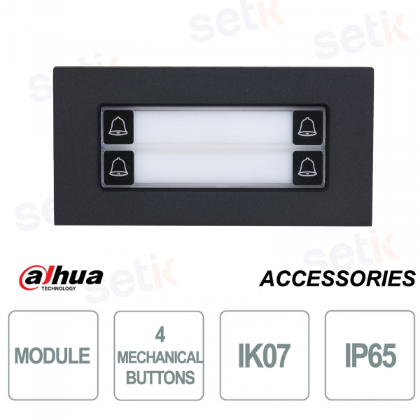 Dahua VTO4202FB-MDB4 4-Button IP65 IK07 Outdoor Intercom Module with Compact Design, Black Color