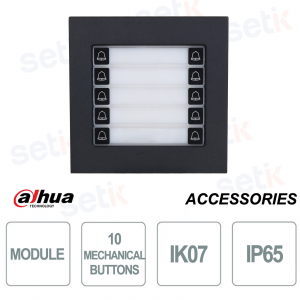 Modulo Dahua VTO4202FB-MDB10 con 10 Pulsanti IP65 IK07 per Esterni colore nero