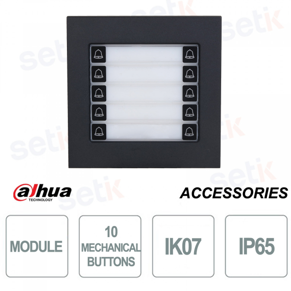 Dahua VTO4202FB-MDB10 Module with 10 IP65 IK07 Buttons for Outdoors, Black Color