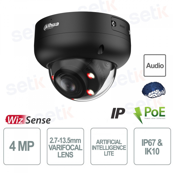 Telecamera IP Dahua 4MP Smart Dual Light con AI Avanzata e Rilevamento Veicoli e Persone - Colore Nero