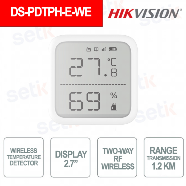 Hikvision DS-PDTPH-E-WE – Wireless Temperature Detector with Display and Probe