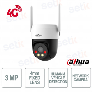 P3AE-PV-4G - Telecamera 4G 3MP da Esterno con Ottica 4mm e Allarme Intelligente - Dahua