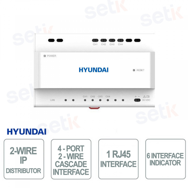 HYUNDAI HYU-1058 2-Wire IP Distributor: Smart Solution for DIN Rail Systems with RJ45 Interface