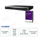 HYUNDAI HYU-1064-3TB 16-Channel NVR with AI, HDMI 4K, and 3TB HDD Included