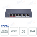 HYU-1065 4-Port PoE Switch with Hi-PoE, Remote Management and 300m LAN