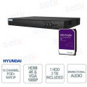 NVR HYU-1068-3TB: 16 Channel PoE+, HDMI 4K and 3TB HDD Included