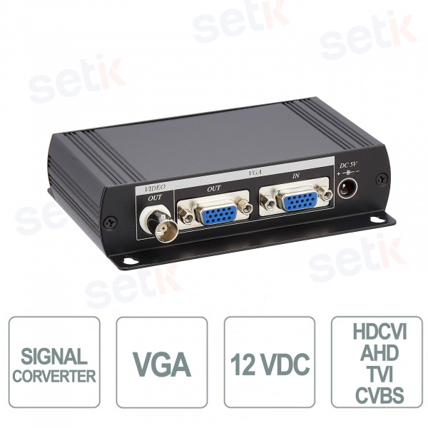Convertitore Video VGA-CVBS VC01 con Uscita BNC, Loop-Out VGA e Supporto HD-CVI fino a 500m