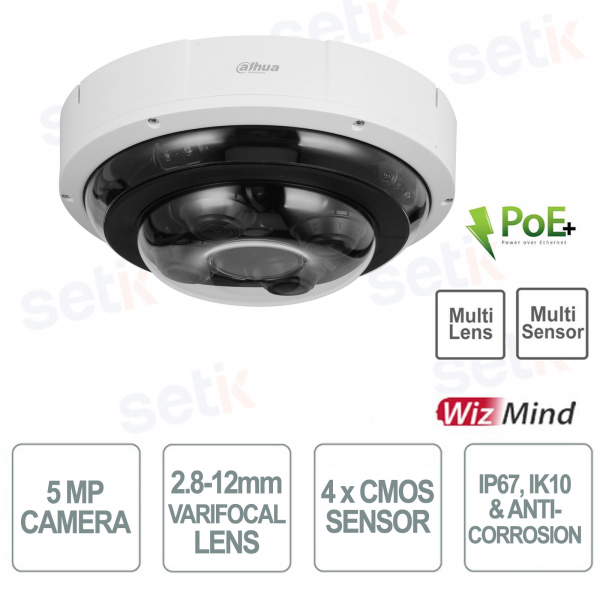 Telecamera Panoramica AI Dahua 4×5MP Anti-Corrosione con Visione 360° e Rilevamento Intelligente