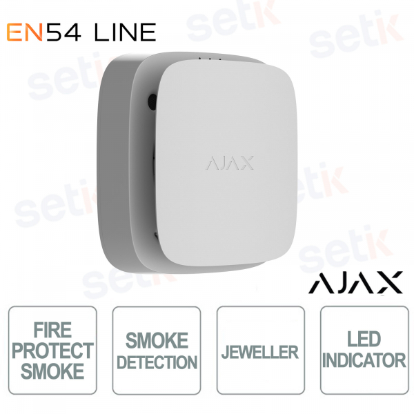 Ajax EN54 FireProtect (Smoke) Jeweller White – Wireless Smoke and Heat Detector