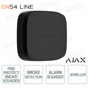 Ajax EN54 FireProtect (Smoke/Sounder) Jeweller Black – Wireless Smoke Detector and Built-in Siren
