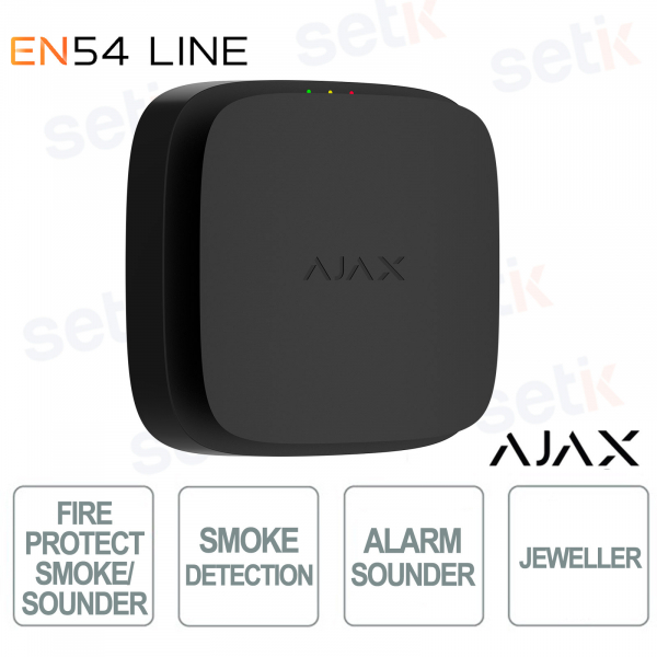 Ajax EN54 FireProtect (Smoke/Sounder) Jeweller Black – Wireless Smoke Detector and Built-in Siren