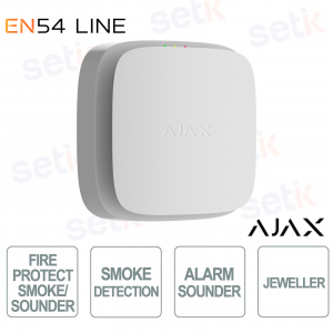 Ajax EN54 FireProtect (Smoke/Sounder) Jeweller White – Wireless Smoke Detector and Built-in Siren