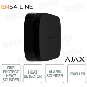 Ajax EN54 Black Heat Detector with Integrated Wireless Siren