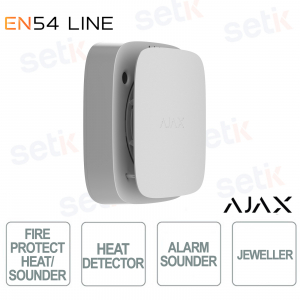 Ajax EN54 White Heat Detector with Integrated Wireless Siren