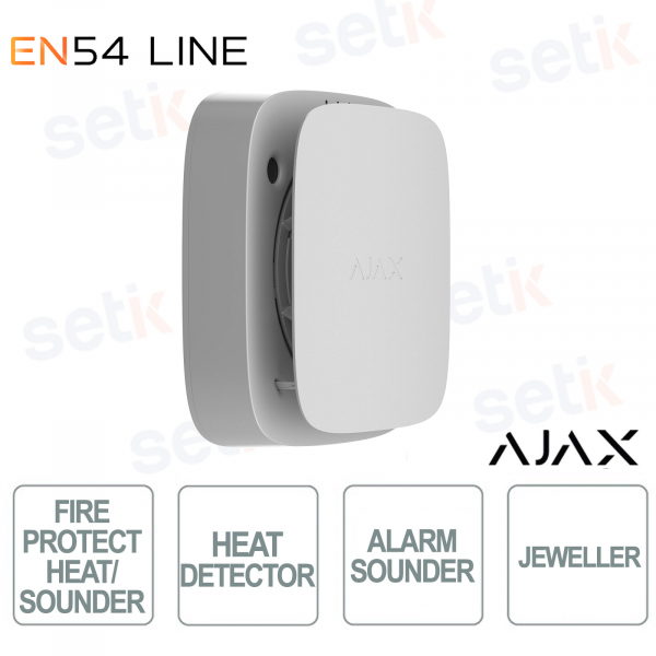 Ajax EN54 White Heat Detector with Integrated Wireless Siren
