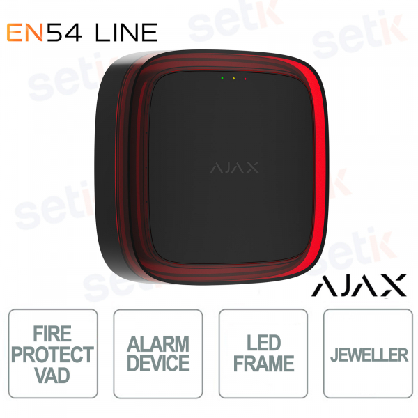 Ajax VAD EN54 Visual Alarm Black – Powerful LED and Easy Installation
