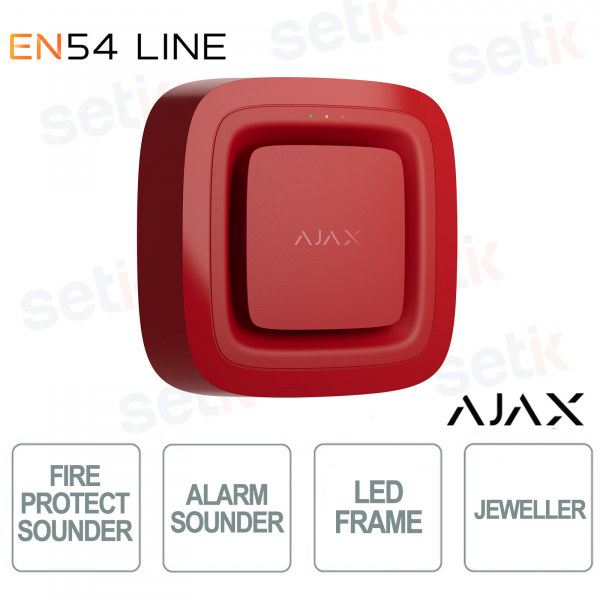 Sirena Antincendio Ajax EN54 Sounder Rosso – Wireless e Facile da Installare