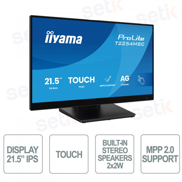 Monitor Touchscreen 21,5" Full HD iiyama con Penna Attiva e Vetro Anti-Riflesso