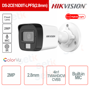 ColorVu Telecamera Hikvision da esterno Bullet 2MP 4in1 Audio Smart Hybrid Light