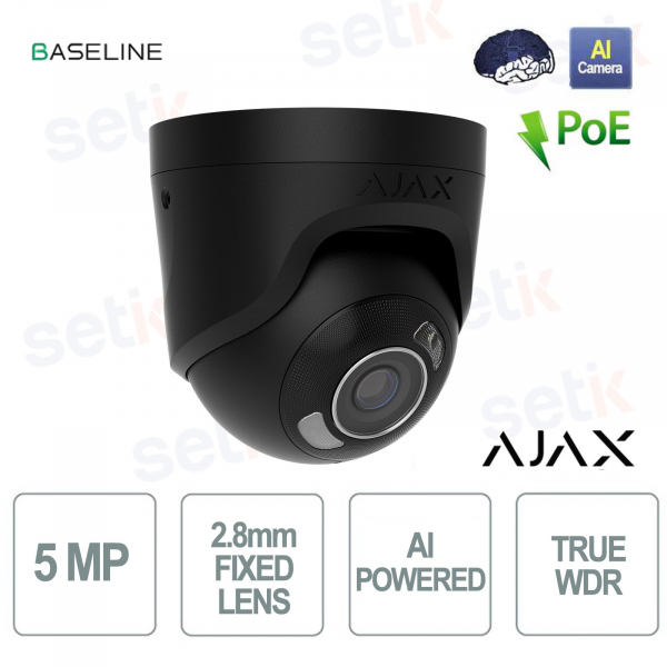 Ajax TurretCam HL 5MP 2.8mm Nera: Telecamera IP con AI e Visione Notturna