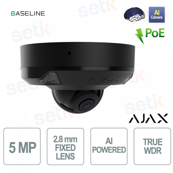 Ajax DomeCam Mini HL 5MP 2.8mm Black with AI – Smart IP Camera