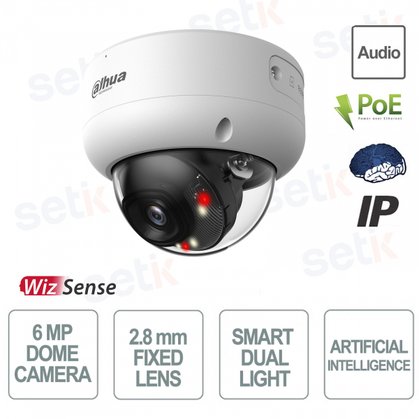 Dahua IPC-HDBW3649E-S-IL 6MP 2.8mm con AI – Telecamera Dome IP