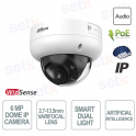 Dahua 6MP Dome IP Camera with 2.7–13.5mm Varifocal Lens, Advanced AI and Smart Dual Light IP67