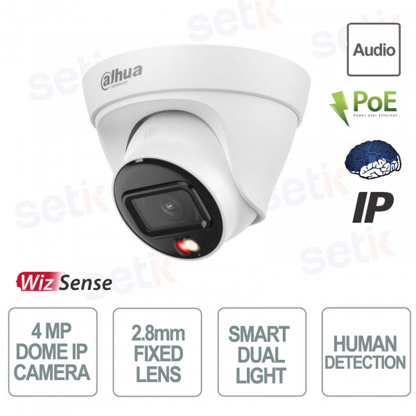Telecamera Dahua 4MP IP con ottica 2.8 mm, AI Human Detection e Smart Dual Light
