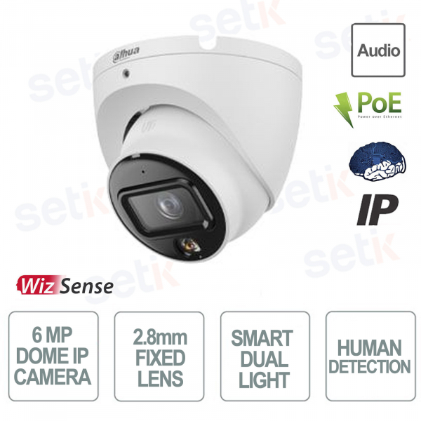 Telecamera IP Dahua 6MP con ottica 2.8mm, AI Human Detection e Smart Dual Light
