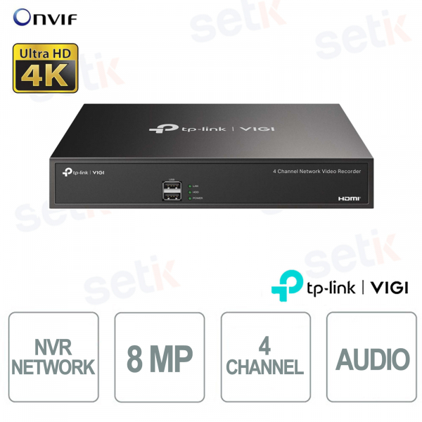 VIGI NVR1004H 4-Channel | 4K Network Video Recorder with AI and Audio