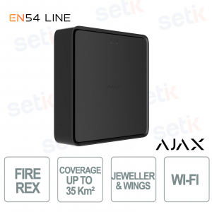 Ajax EN54 Fire ReX Jeweller Black – EN54 Certified Wireless Fire Alarm Repeater with Coverage of Up to 35 km²