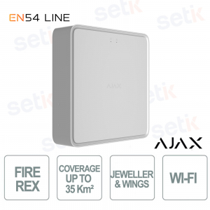 Ajax EN54 Fire ReX Jeweller White – EN54 Certified Wireless Fire Alarm Repeater with Coverage of Up to 35 km²