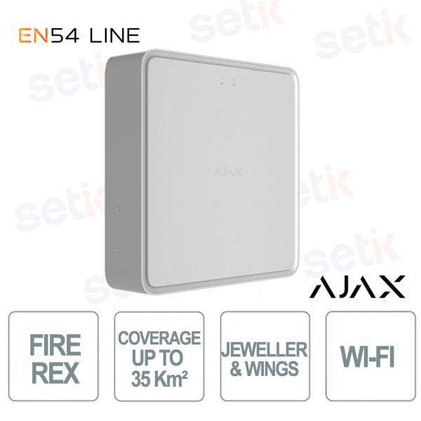 Ajax EN54 Fire ReX Jeweller White – EN54 Certified Wireless Fire Alarm Repeater with Coverage of Up to 35 km²