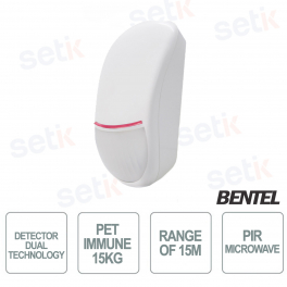 Bentel Doble Tecnología Anti-Enmascaramiento Detector Pet Immune 15Kg