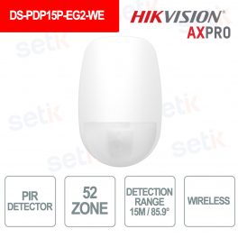 Capteur de mouvement Hikvision AXPro Pir sans fil 868Mhz 15M 85,9 ° Immunité aux animaux de compagnie