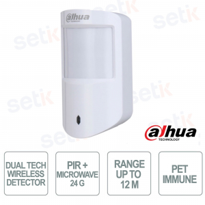 Rilevatore PIR - Doppia tecnologia Infrarosso + Microonde - Rilevamento fino a 12m