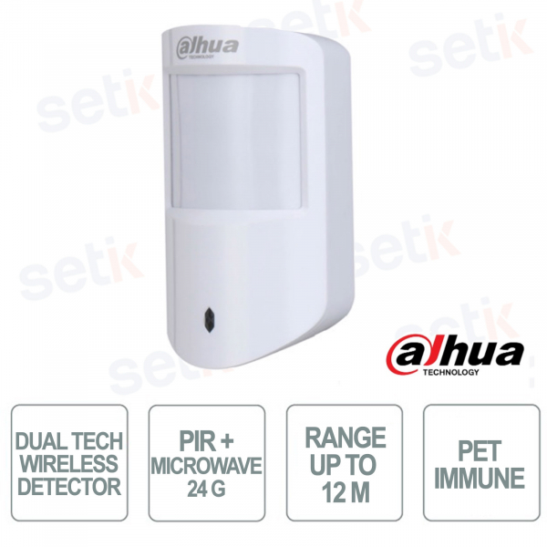 PIR detector - Dual Infrared + Microwave technology - Detection up to 12m