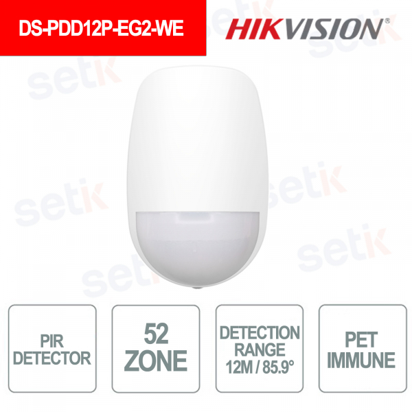 Sensore Wireless Dual-Tech PIR Microonde 12m Tri-X AES Antiallarme Professionale - Hikvision