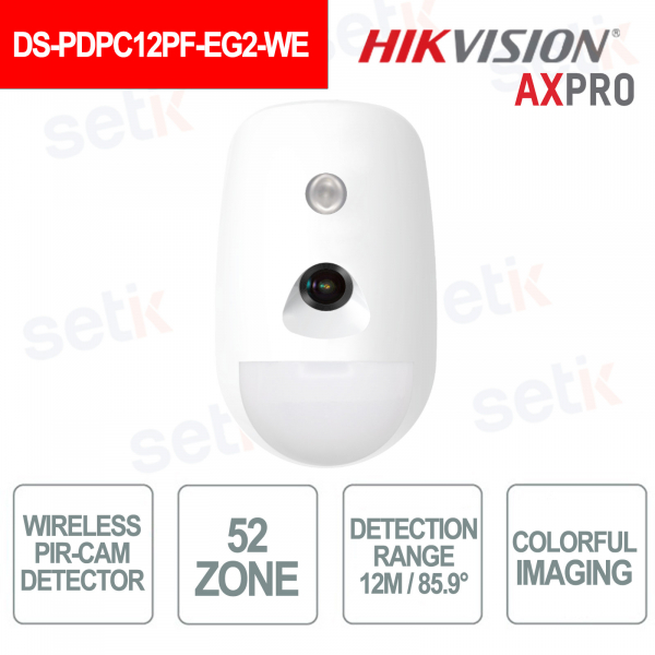 Hikvision AXPro Bewegungssensor Pir-Cam Color Wireless 868Mhz 12M 85,9 ° Haustierimmunität