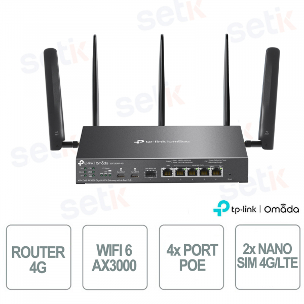 TP-Link ER706WP-4G | AX3000 WiFi 6 VPN Gateway with 4G+ Cat6 and PoE+
