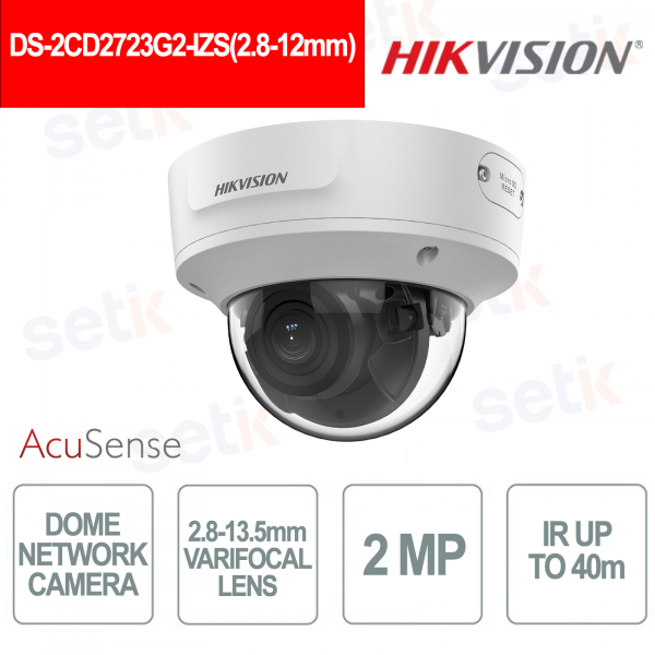Hikvision DS-2CD2723G2-IZS 2MP Varifocal Dome 2.8–12mm AcuSense IP67 IK10