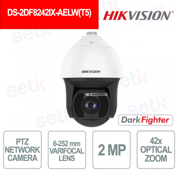 Telecamera PTZ Hikvision 2MP 42× IR DarkFighter con Face Capture