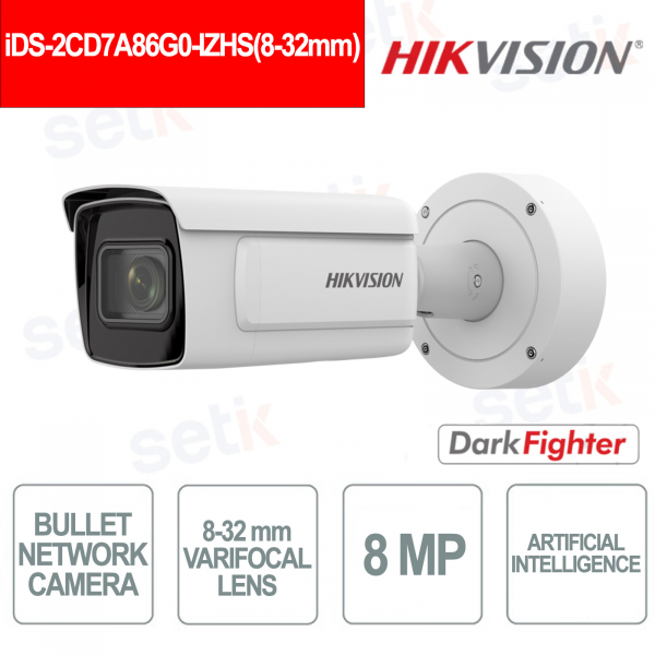 Telecamera Hikvision 8MP 8-32mm AI DarkFighter con IR e WDR