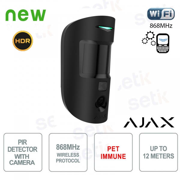 Ajax MotionCam HDR Jeweller Black – Wireless IR Motion Detector with HDR Photo Verification