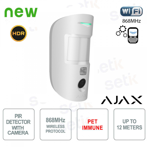 Ajax MotionCam HDR Jeweller White – Wireless IR Motion Detector with HDR Photo Verification