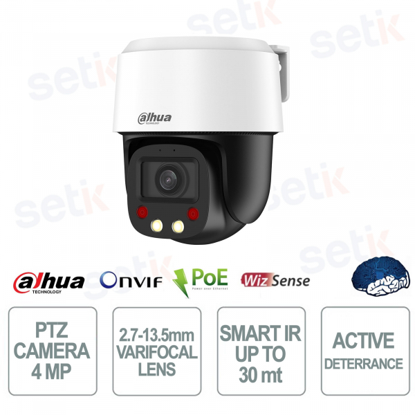 Telecamera PTZ Dahua 4MP con Zoom 5x, Ottica 2.7–13.5 mm e AI Smart Dual Light
